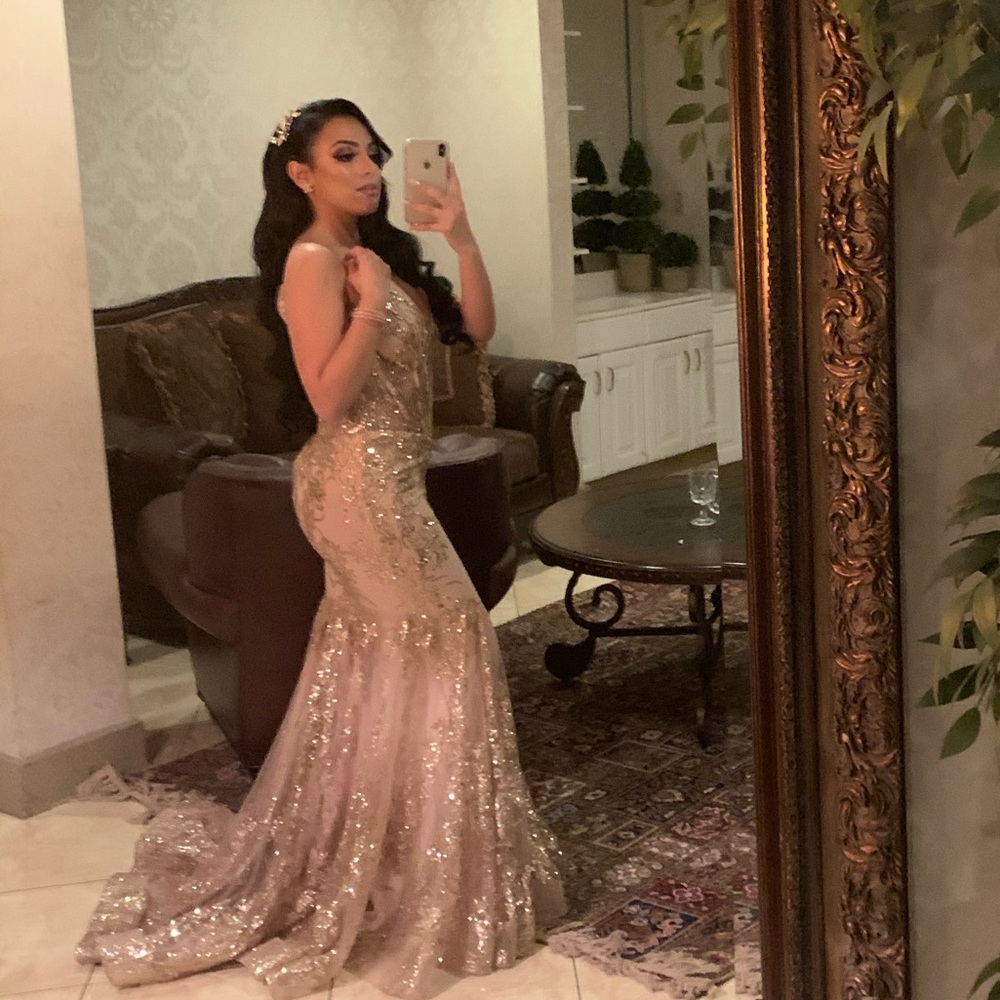 Rose gold sequin dress